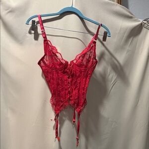 Red Lace Bustier with Garter Straps